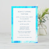 Invitation 13e anniversaire Bleu Abstrait Artsy Cool âge pers (Debout devant)