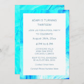 Invitation 13e anniversaire Bleu Abstrait Artsy Cool âge pers (Devant / Derrière)
