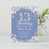 Invitation 13e anniversaire Bleu et Diamant d'argent (Debout devant)