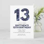 Invitation 13E Anniversaire, Camo Bleu Ado personnalisé (Debout devant)