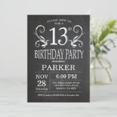 Invitation 13e anniversaire Chalkboard Floral (Debout devant)