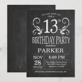 Invitation 13e anniversaire Chalkboard Floral (Devant / Derrière)