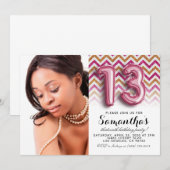 Invitation 13e anniversaire Chevron Portrait (Devant / Derrière)