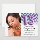 Invitation 13e anniversaire Chevron Portrait (Devant / Derrière)