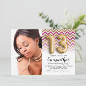 Invitation 13e anniversaire Chevron Portrait (Debout devant)