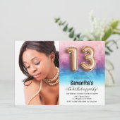 Invitation 13e anniversaire Confetti Gold Portrait (Debout devant)