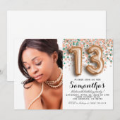 Invitation 13e anniversaire Confetti Rose Gold Portrait (Devant / Derrière)