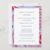 Invitation 13e anniversaire Custom Age Bleu Rouge Abstrait Va (Devant)