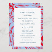 Invitation 13e anniversaire Custom Age Bleu Rouge Abstrait Va (Devant / Derrière)