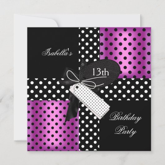 Invitation 13e anniversaire de fête adolescentes (Devant)