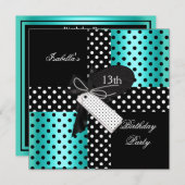 Invitation 13e anniversaire de fête adolescentes (Devant / Derrière)