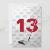 Invitation 13e anniversaire de la fête de golf Thème (Devant)