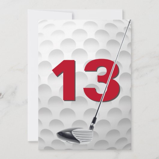 Invitation 13e anniversaire de la fête de golf Thème (Devant)