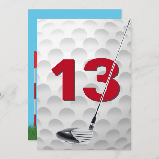 Invitation 13e anniversaire de la fête de golf Thème (Devant / Derrière)