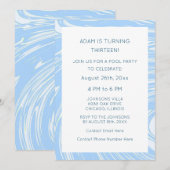 Invitation 13e anniversaire de l'âge personnalisé Bleu Abstra (Devant / Derrière)