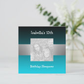 Invitation 13e anniversaire de l'aube Silver Green Photo 2 (Debout devant)