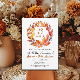 Invitation 13e anniversaire de Mariage Automne Floral Garland
