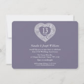 Invitation 13e anniversaire de mariage dentelle gris blanc (Dos)