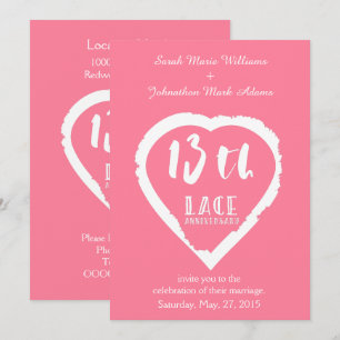 Invitation 13e anniversaire de mariage dentelle traditionnell