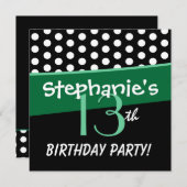 Invitation 13e anniversaire des petits Pois pour filles (Devant / Derrière)