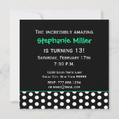 Invitation 13e anniversaire des petits Pois pour filles (Dos)