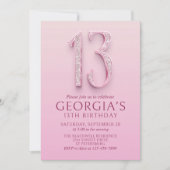 Invitation 13e anniversaire Diamants roses (Devant)