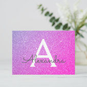 Invitation 13e anniversaire étincelle rose violet photo (Debout devant)