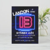 INVITATION 13E ANNIVERSAIRE, FÊTE ADO, NEON, FÊTE DE GLOW (Debout devant)