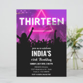 Invitation 13e anniversaire fête Pink Neon (Debout devant)