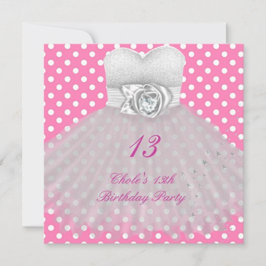 Invitation 13e anniversaire Filles 13 Ado (Devant)