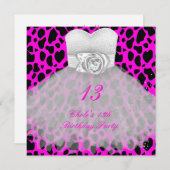 Invitation 13e anniversaire Filles 13 Ado (Devant / Derrière)