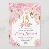 Invitation 13e anniversaire Floral Invitation, (Devant / Derrière)
