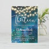Invitation 13e anniversaire Galaxie Turquoise Bleu Vert (Debout devant)