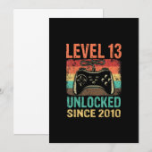 Invitation 13e anniversaire garçon niveau 13 déverrouillé stu (Devant / Derrière)