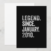 Invitation 13e anniversaire Garçons 13 ans légende depuis Jan (Devant / Derrière)