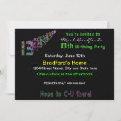 Invitation 13e anniversaire, Invitation, nombre Abstrait, Gar (Dos)