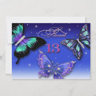 Invitation 13E ANNIVERSAIRE INVITATION, Papillon coloré