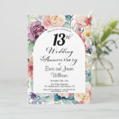 Invitation 13e anniversaire Mariage Élégant script floral (Debout devant)