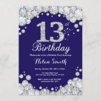 13e anniversaire Marine Bleu et Diamant d'argent