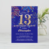 Invitation 13e anniversaire Marine Blue and Gold Rainbow Fire (Debout devant)