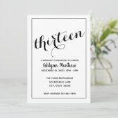 Invitation 13e anniversaire minimaliste (Debout devant)