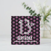 Invitation 13e anniversaire Modèle rose noir V02 (Debout devant)