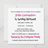 Invitation 13e anniversaire Modèle rose noir V02 (Dos)
