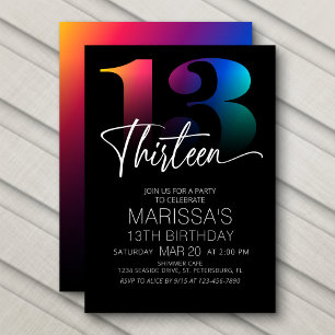 Invitation 13e anniversaire moderne