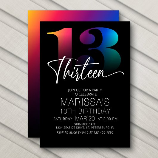 Invitation 13e anniversaire moderne