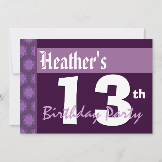 Invitation 13e anniversaire moderne violet X211 (Devant)