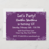 Invitation 13e anniversaire moderne violet X211 (Dos)
