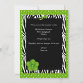 Invitation 13e anniversaire noir blanc Zèbre vert Fleur de ta (Dos)