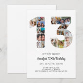 Invitation 13e anniversaire Numéro 13 photo personnalisée Col (Devant / Derrière)