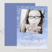 Invitation 13e anniversaire Parties scintillant bleue photo A (Devant / Derrière)